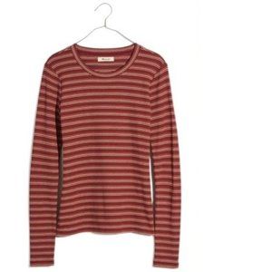 MADEWELL Macey Stripe Fine Ribbed Crewneck Long-Sleeve Tee